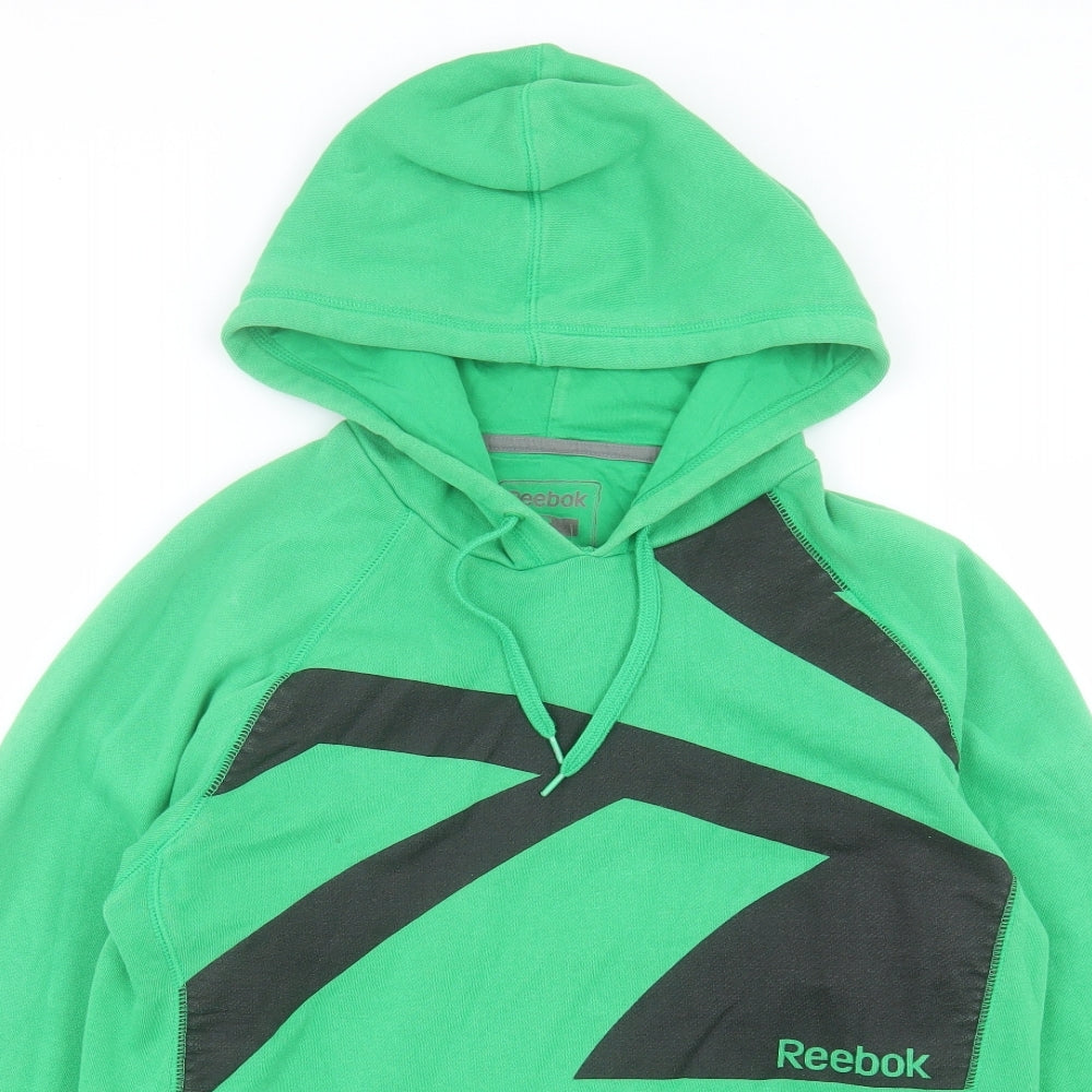 Reebok Mens Green Cotton Pullover Hoodie Size S