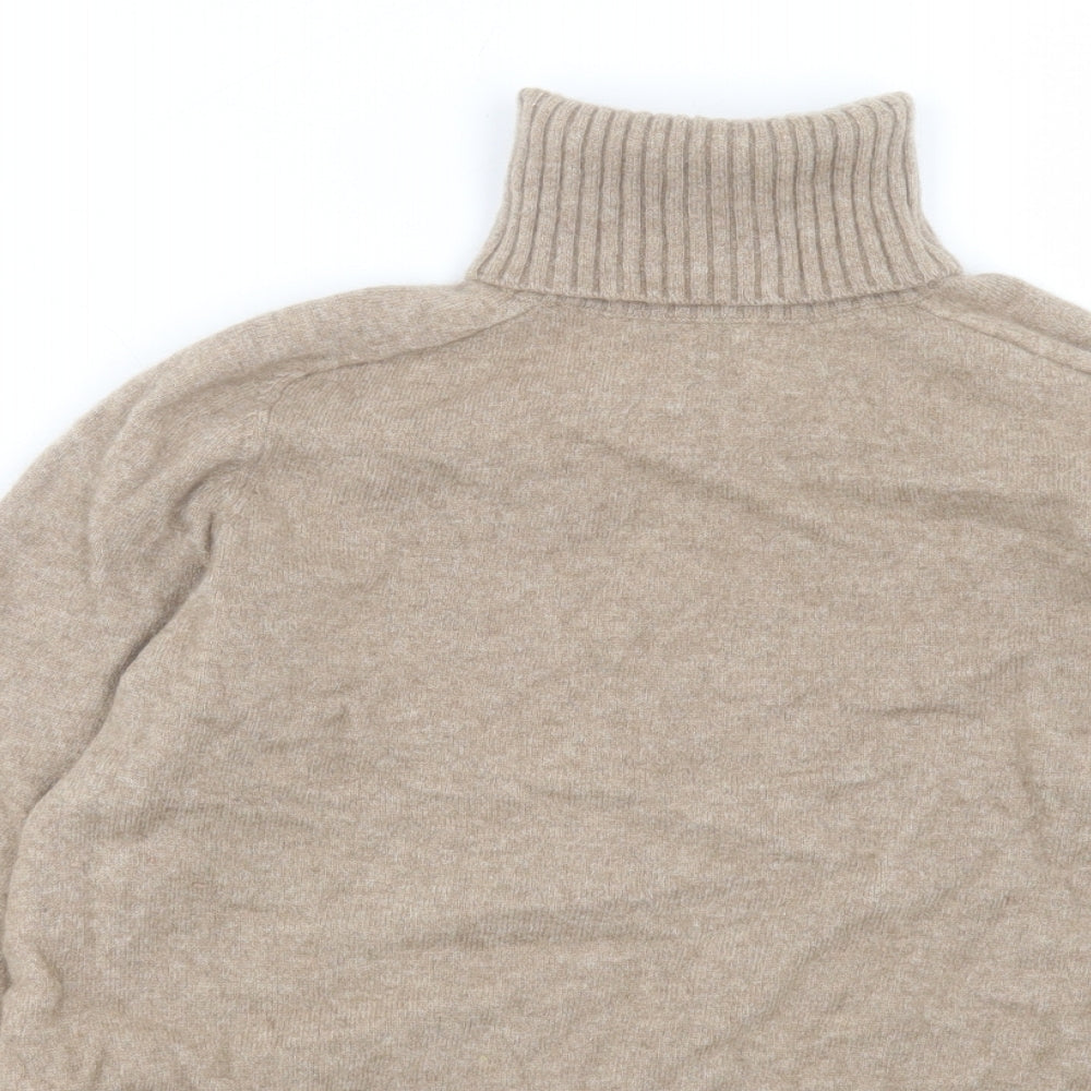 Massimo Dutti Womens Brown Roll Neck Wool Pullover Jumper Size S
