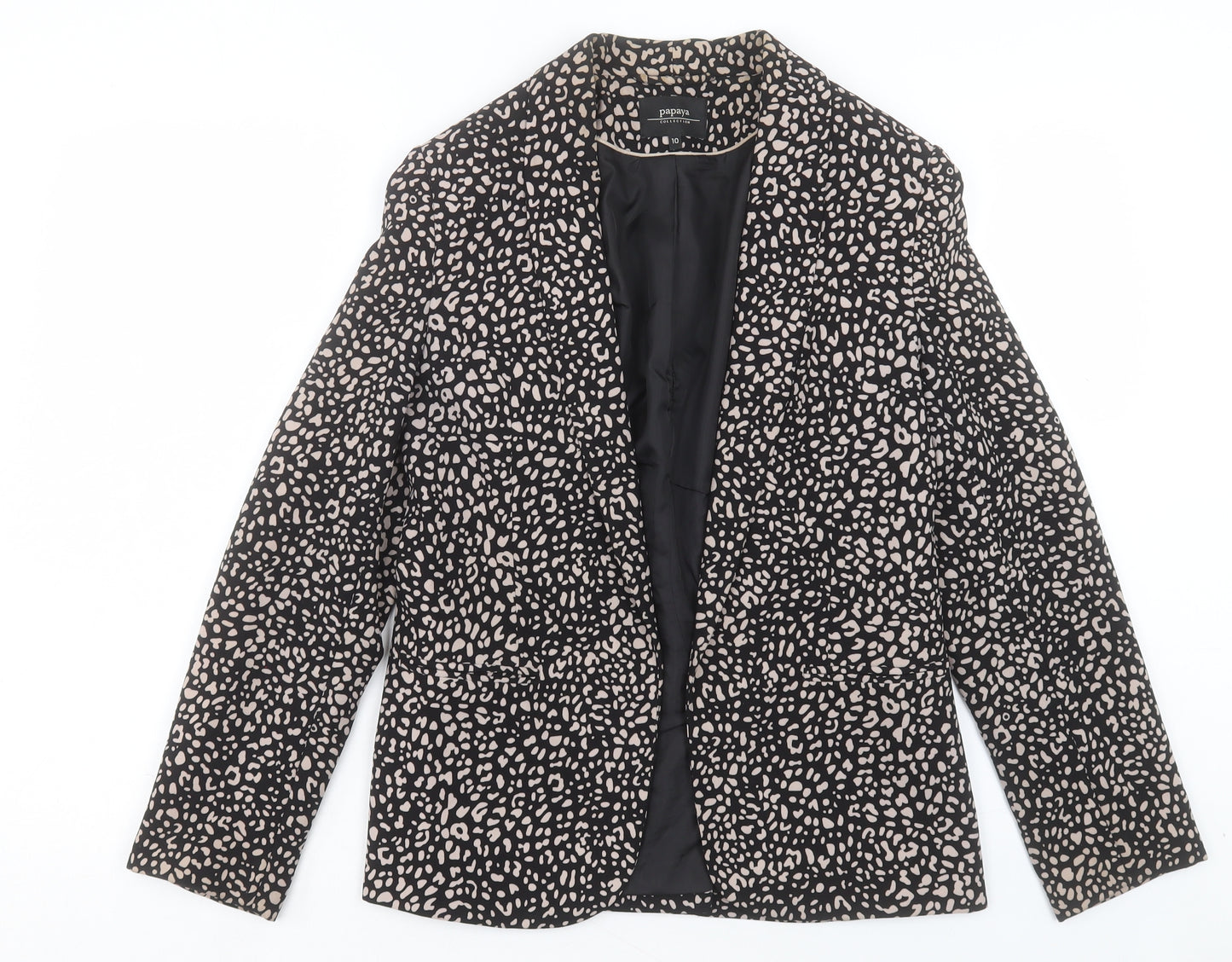 Papaya Womens Black Geometric Jacket Blazer Size 10