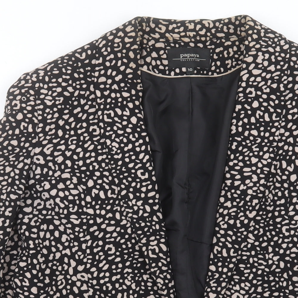 Papaya Womens Black Geometric Jacket Blazer Size 10