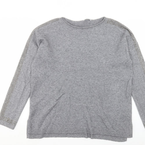 LV Clothing Womens Grey Crew Neck Viscose Pullover Jumper Size L