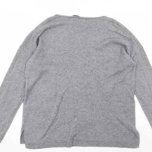 LV Clothing Womens Grey Crew Neck Viscose Pullover Jumper Size L