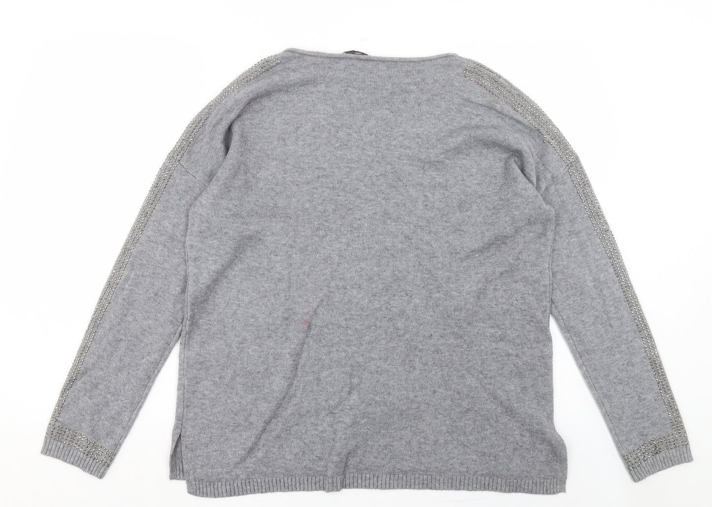 LV Clothing Womens Grey Crew Neck Viscose Pullover Jumper Size L