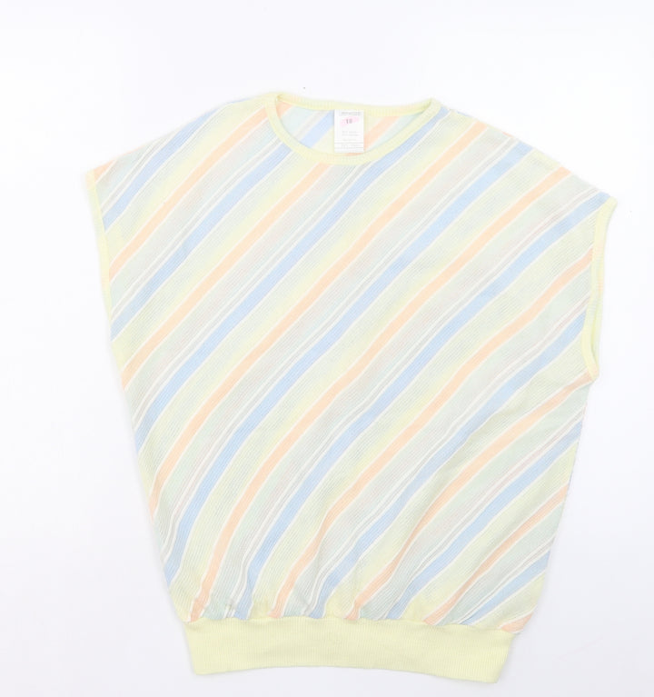 Littlewoods Womens Multicoloured Crew Neck Striped Acrylic Vest Jumper Size 18