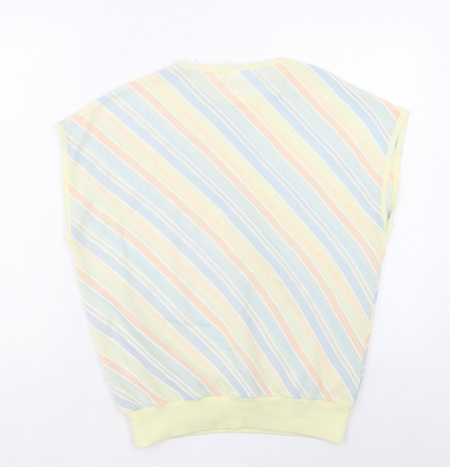 Littlewoods Womens Multicoloured Crew Neck Striped Acrylic Vest Jumper Size 18
