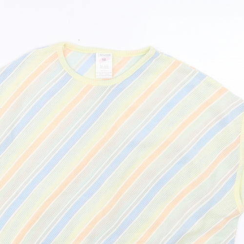 Littlewoods Womens Multicoloured Crew Neck Striped Acrylic Vest Jumper Size 18