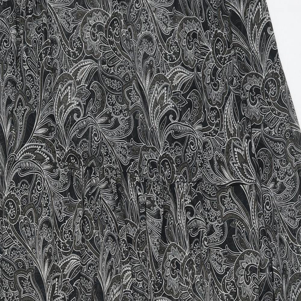 Primark Womens Grey Paisley Polyester Maxi Size 18 Round Neck Button