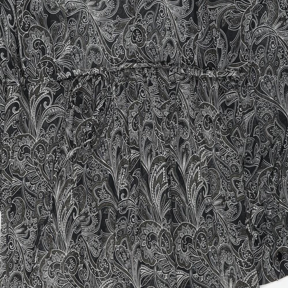 Primark Womens Grey Paisley Polyester Maxi Size 18 Round Neck Button
