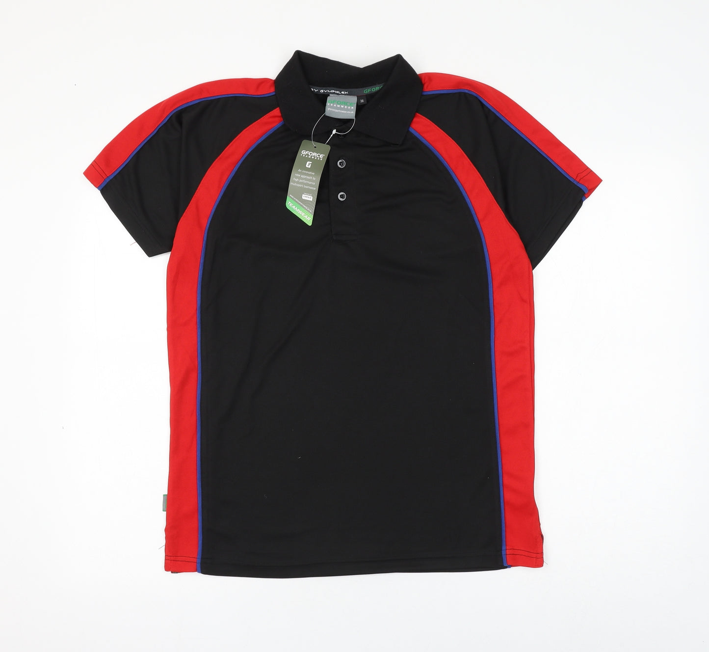 G Force Mens Black Polyester Polo Size 36 Collared Button
