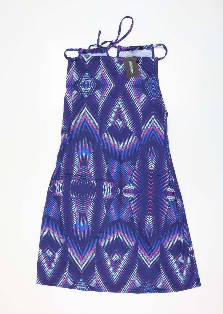 Kaleidoscope Womens Blue Geometric Polyester Shift Size 14 Square Neck Pullover