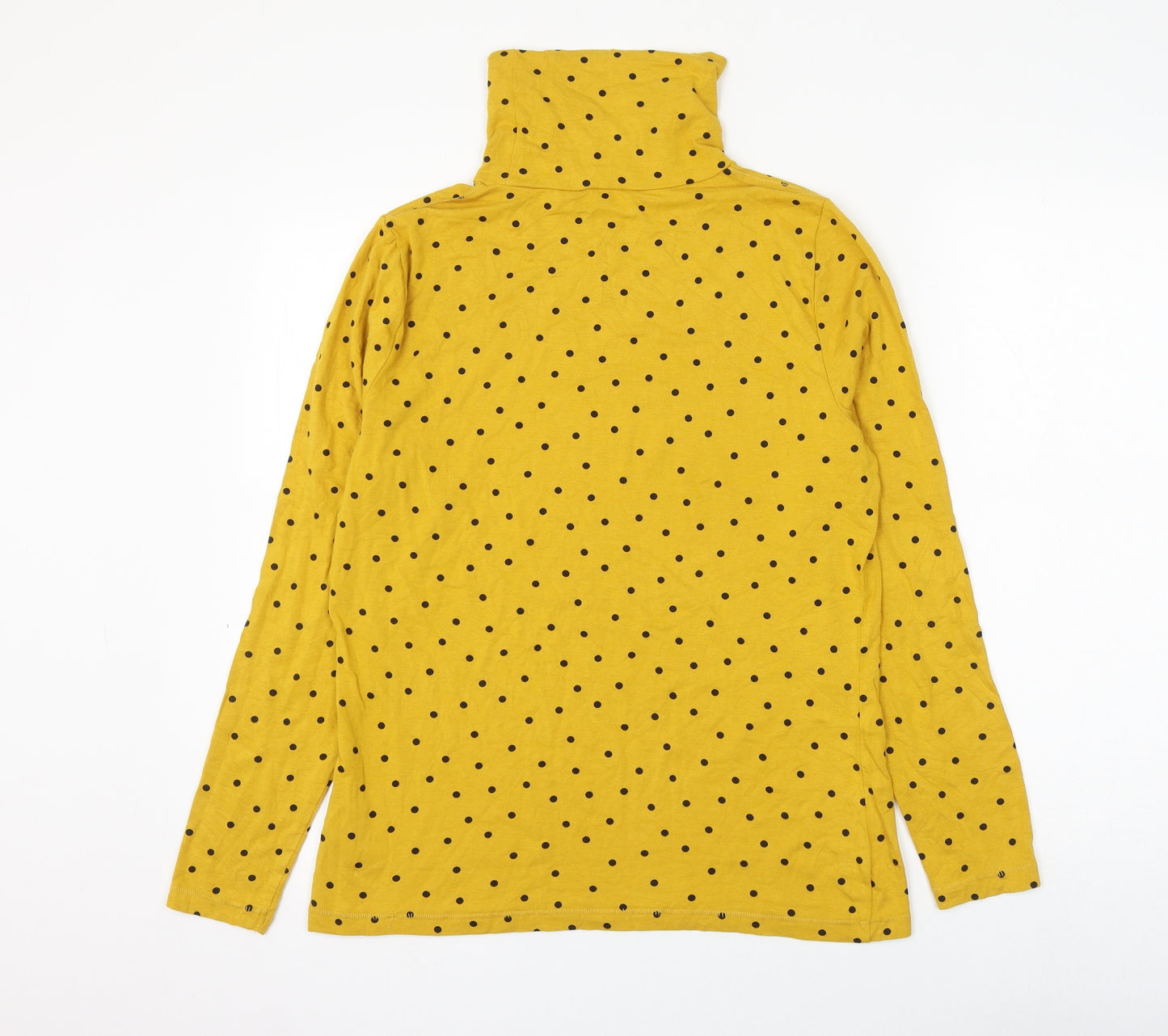 TU Womens Yellow Polka Dot Cotton Basic Blouse Size 16 Mock Neck