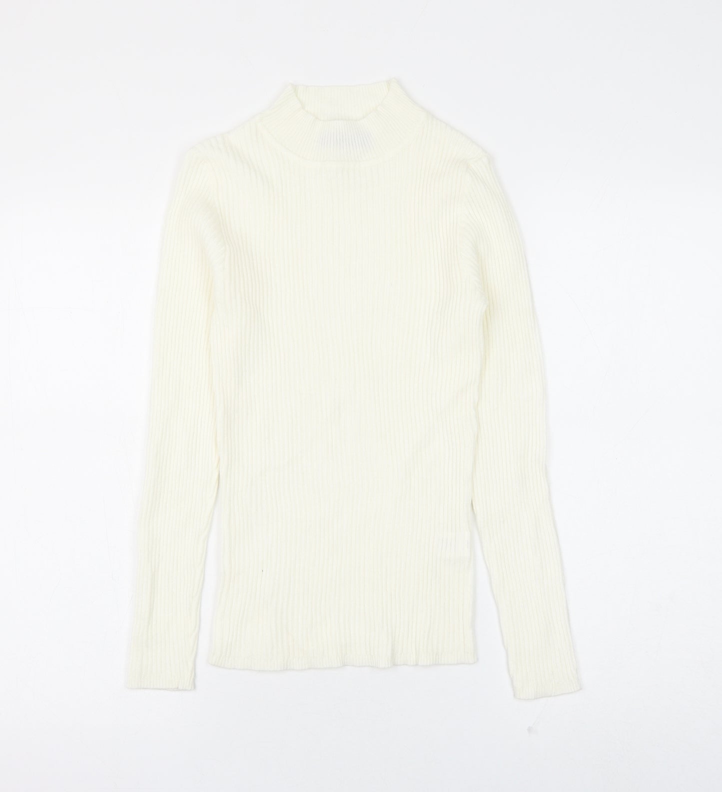Primark Womens White Round Neck Viscose Pullover Jumper Size 12