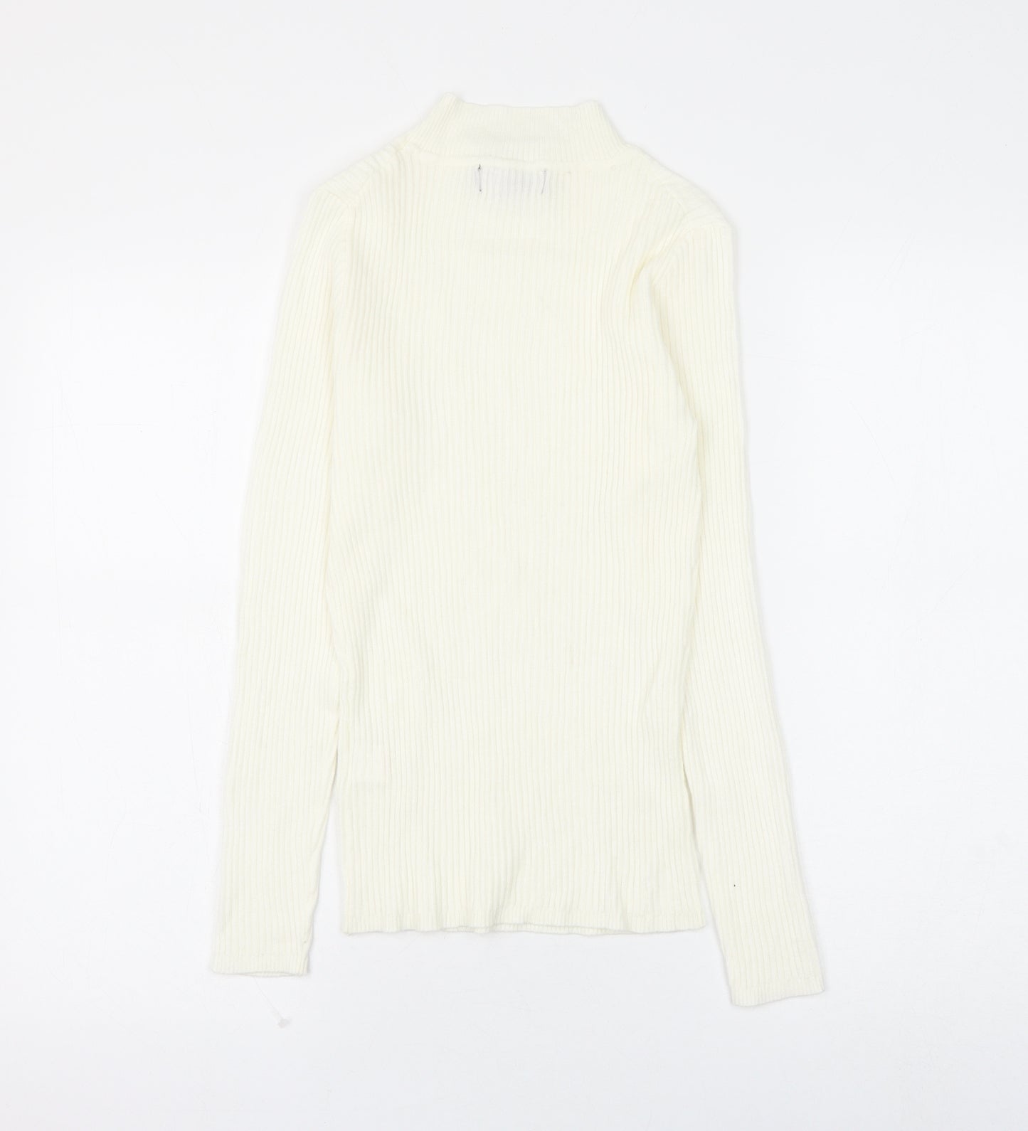 Primark Womens White Round Neck Viscose Pullover Jumper Size 12