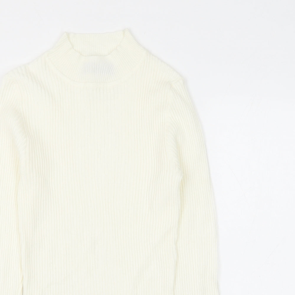 Primark Womens White Round Neck Viscose Pullover Jumper Size 12