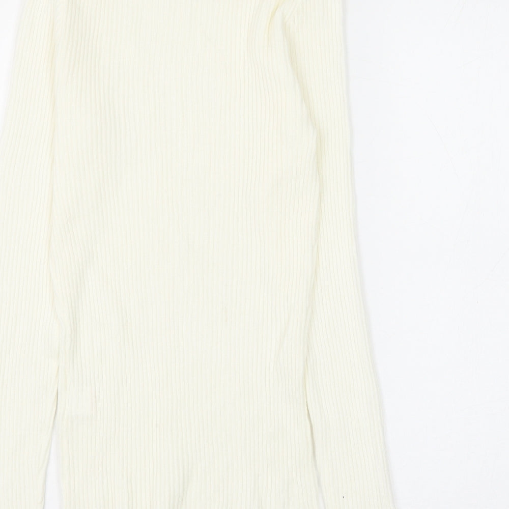 Primark Womens White Round Neck Viscose Pullover Jumper Size 12