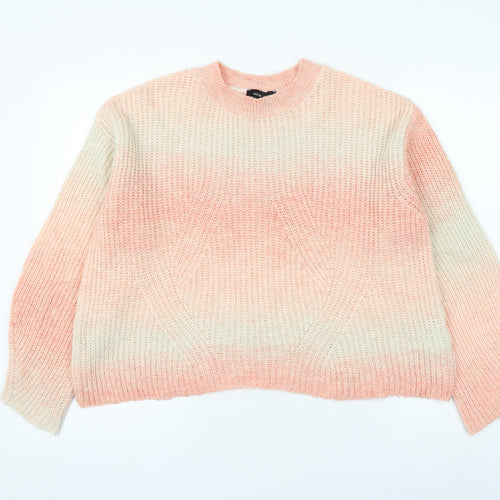 New Look Womens Pink Round Neck Acrylic Pullover Jumper Size S