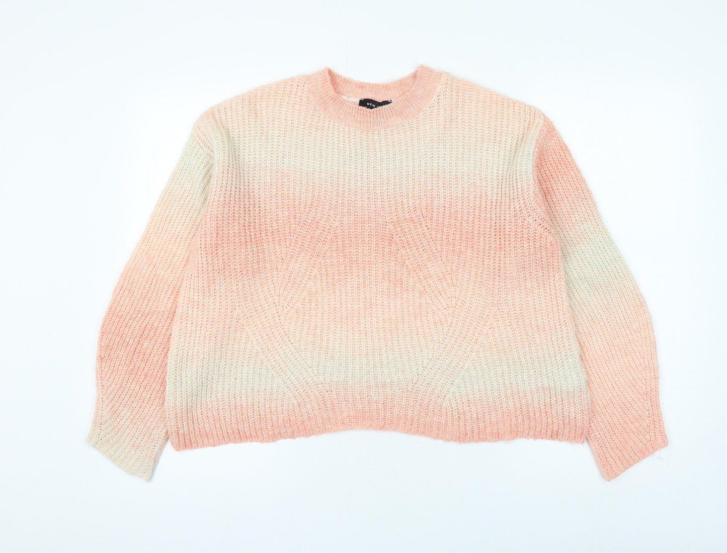New Look Womens Pink Round Neck Acrylic Pullover Jumper Size S