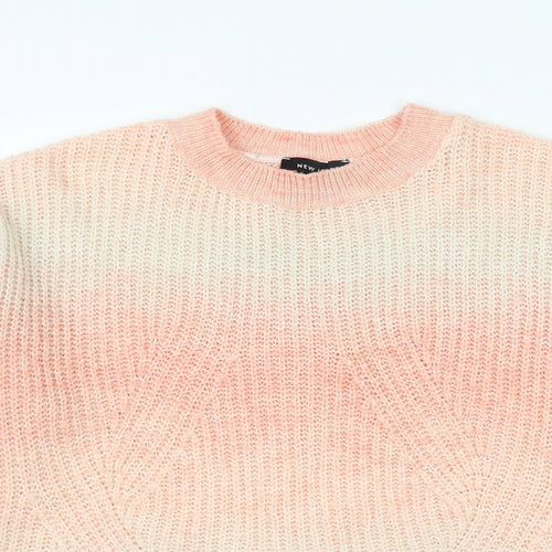 New Look Womens Pink Round Neck Acrylic Pullover Jumper Size S