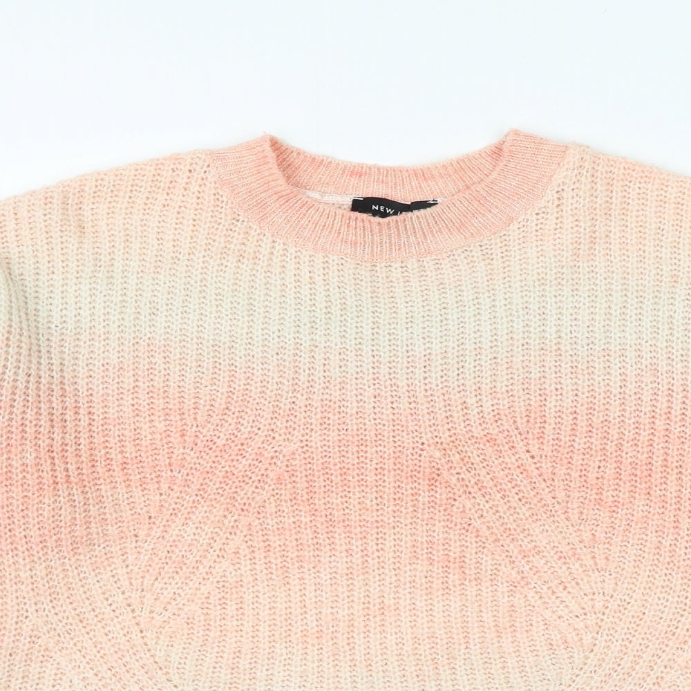 New Look Womens Pink Round Neck Acrylic Pullover Jumper Size S