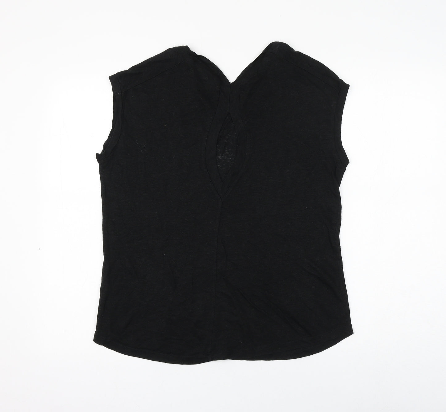 Zara Womens Black Polyester Basic Blouse Size M Round Neck - Cut Out Back