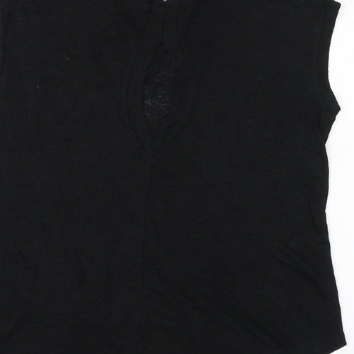Zara Womens Black Polyester Basic Blouse Size M Round Neck - Cut Out Back