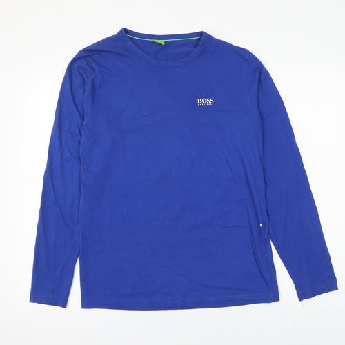 HUGO BOSS Mens Blue Cotton T-Shirt Size M Round Neck