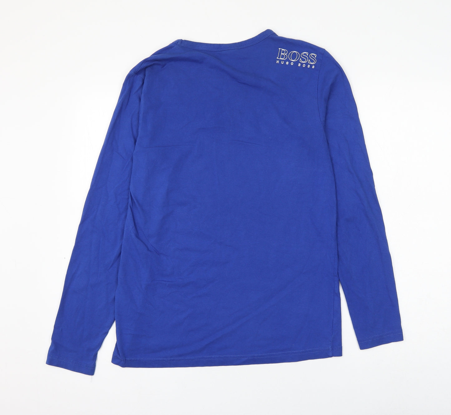 HUGO BOSS Mens Blue Cotton T-Shirt Size M Round Neck