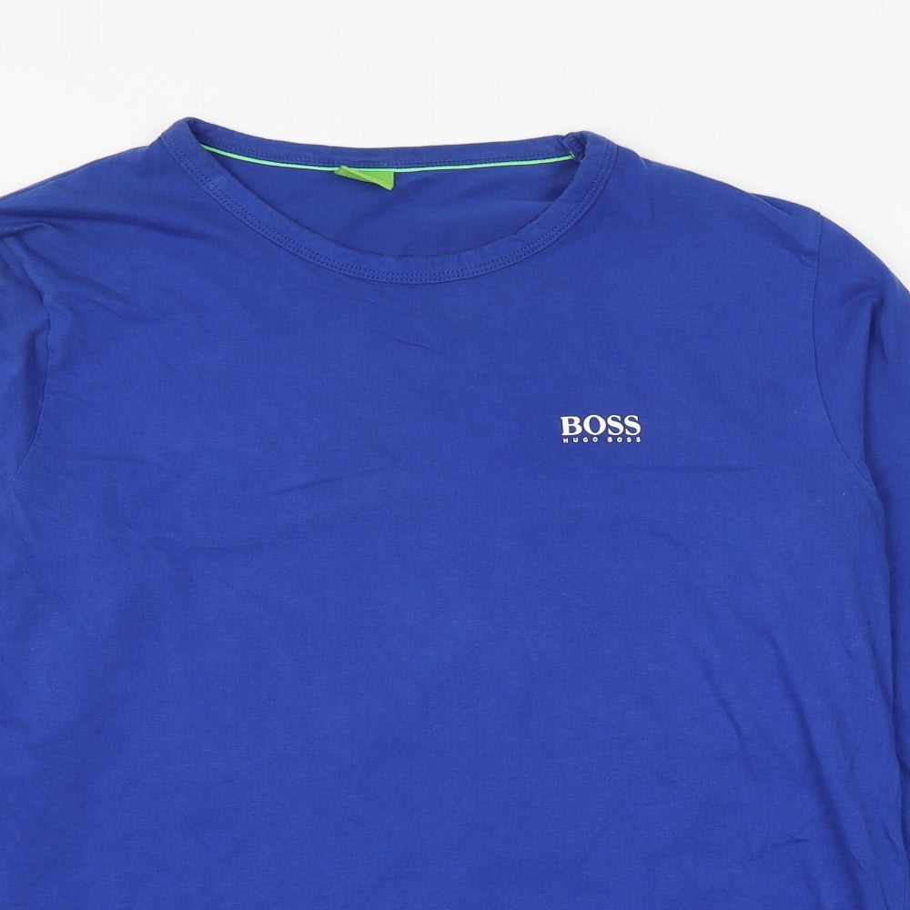 HUGO BOSS Mens Blue Cotton T-Shirt Size M Round Neck