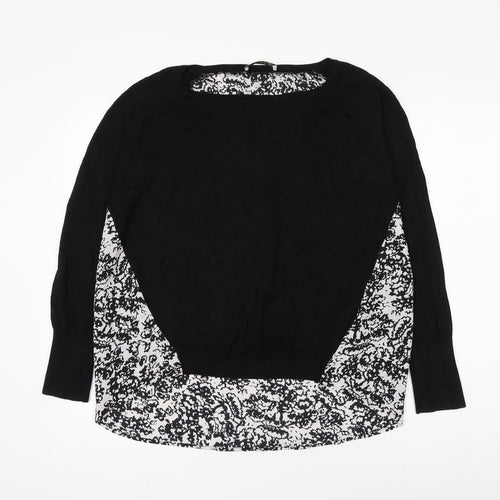 Oasis Womens Black Viscose Basic Blouse Size M Round Neck