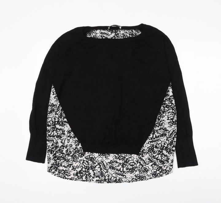 Oasis Womens Black Viscose Basic Blouse Size M Round Neck