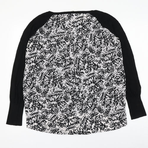 Oasis Womens Black Viscose Basic Blouse Size M Round Neck