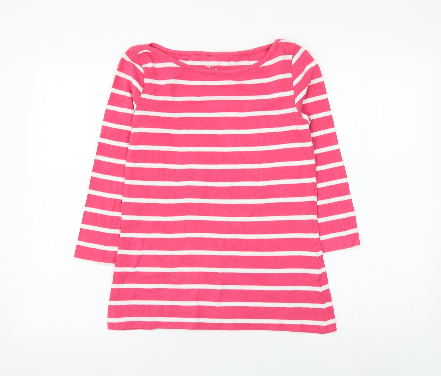 Atmosphere Womens Pink Striped Polyester Basic T-Shirt Size 14 Boat Neck