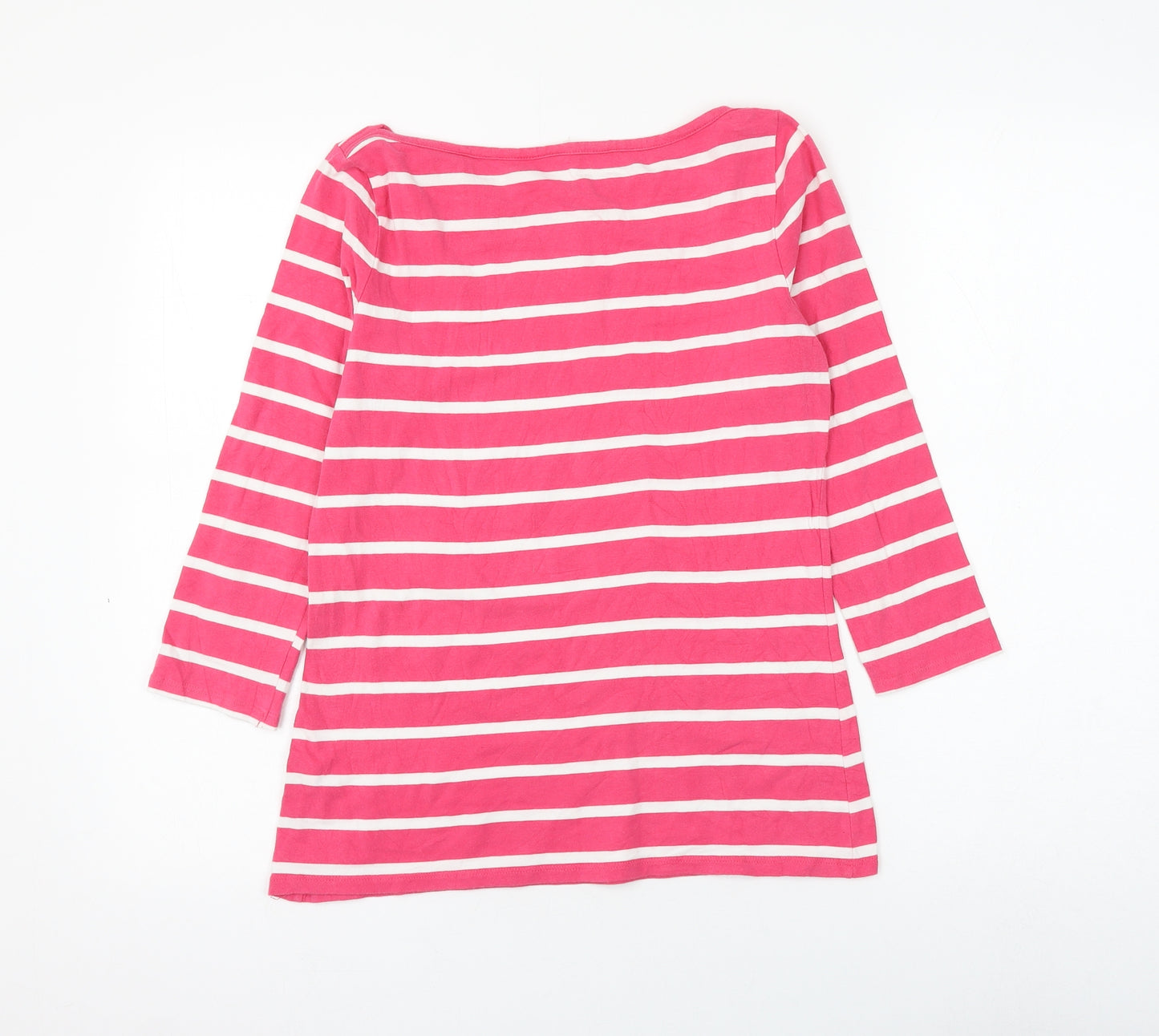 Atmosphere Womens Pink Striped Polyester Basic T-Shirt Size 14 Boat Neck