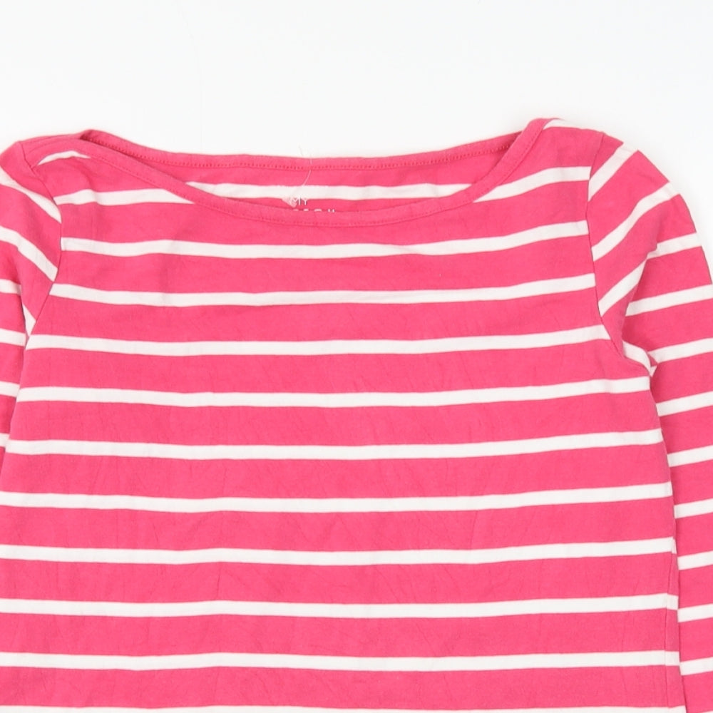 Atmosphere Womens Pink Striped Polyester Basic T-Shirt Size 14 Boat Neck