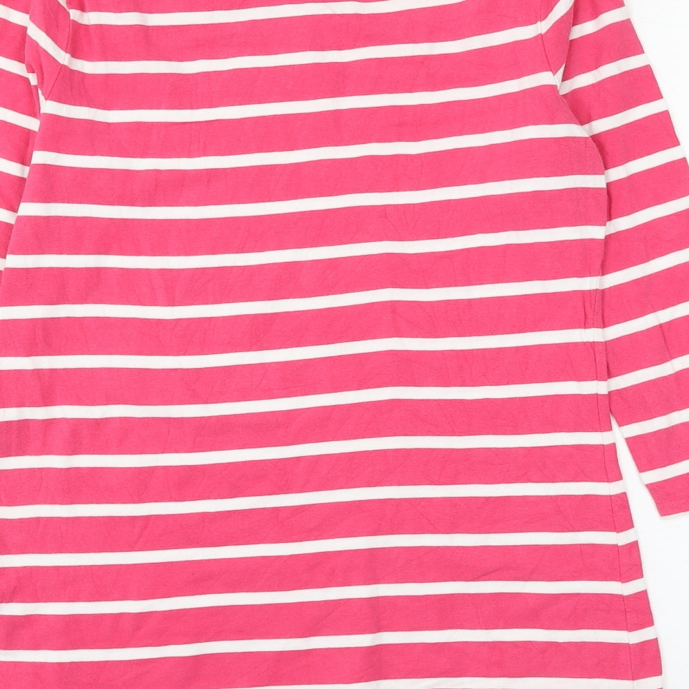 Atmosphere Womens Pink Striped Polyester Basic T-Shirt Size 14 Boat Neck