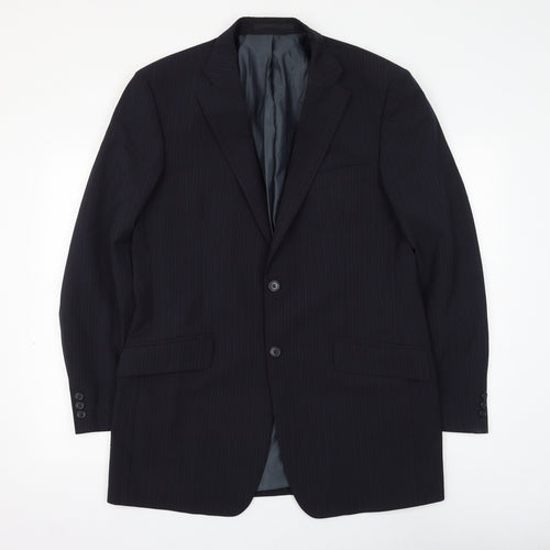 Marks and Spencer Mens Blue Striped Polyester Jacket Suit Jacket Size 40