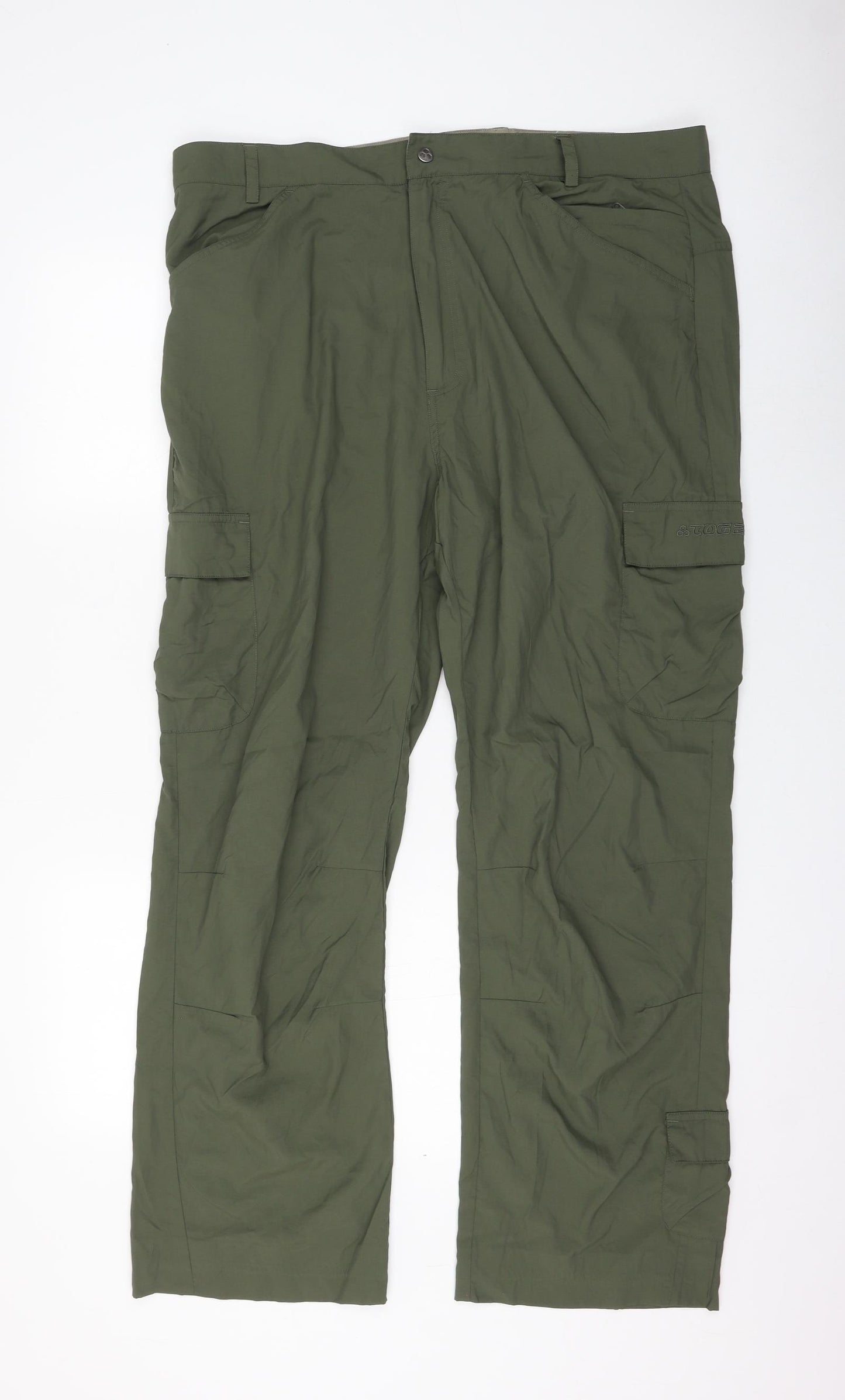 TOG24 Mens Green Nylon Cargo Trousers Size 40 in L30 in Regular Zip