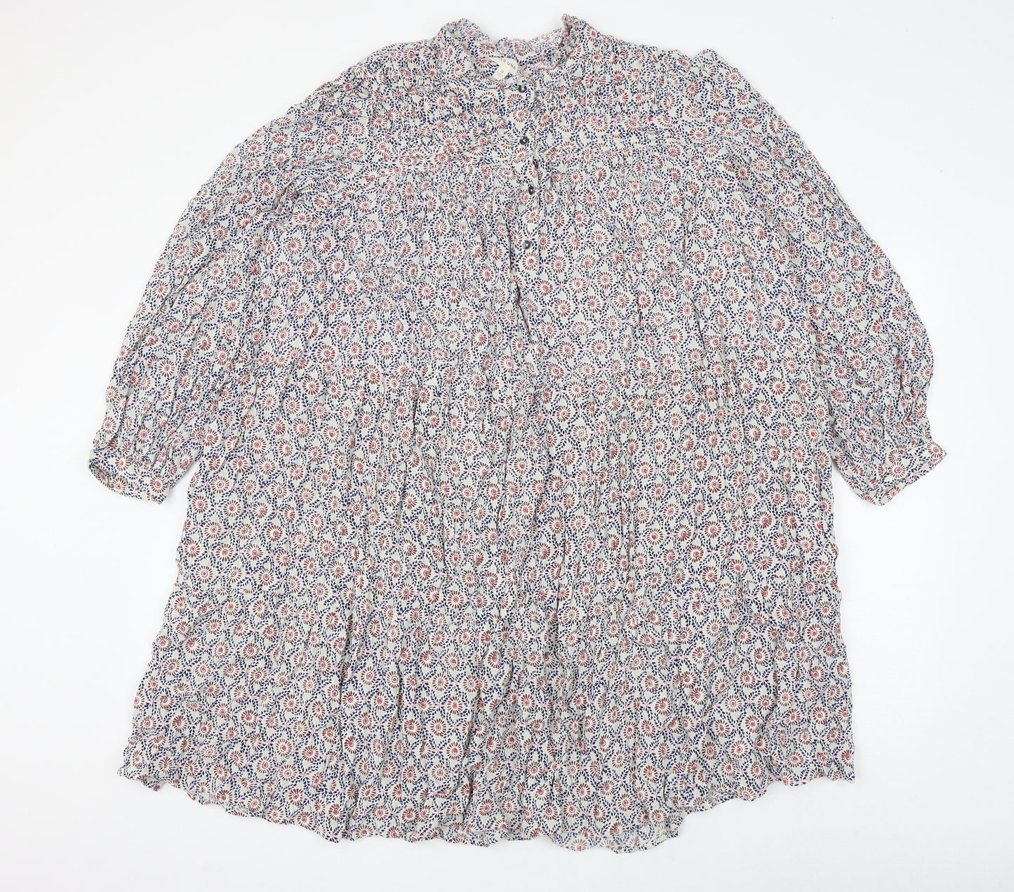 Marks and Spencer Womens Multicoloured Geometric Viscose Shift Size 18 Round Neck Button