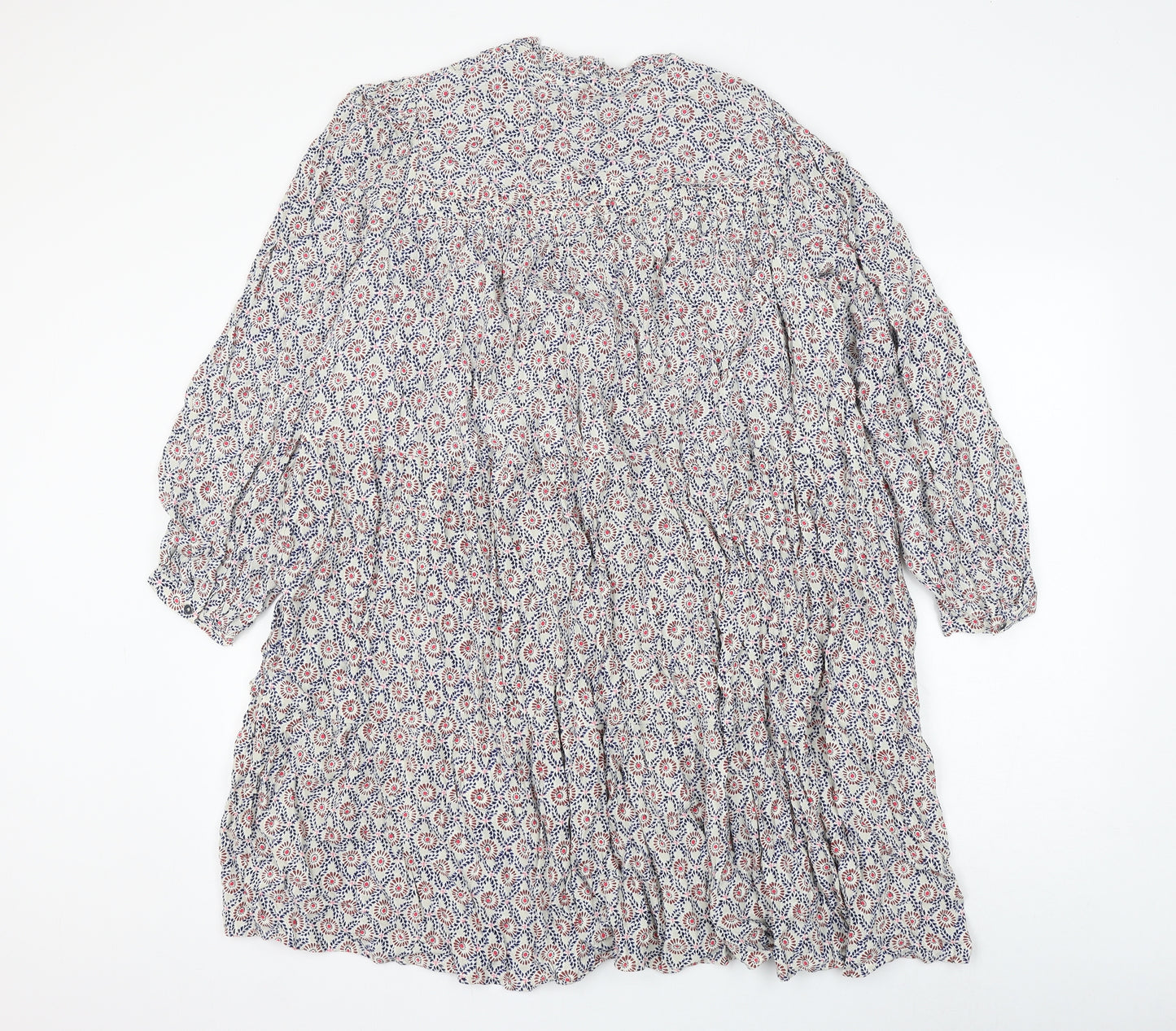 Marks and Spencer Womens Multicoloured Geometric Viscose Shift Size 18 Round Neck Button