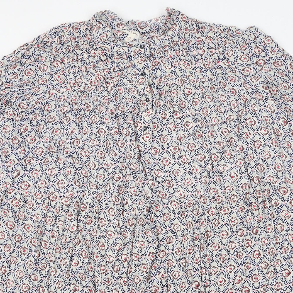 Marks and Spencer Womens Multicoloured Geometric Viscose Shift Size 18 Round Neck Button