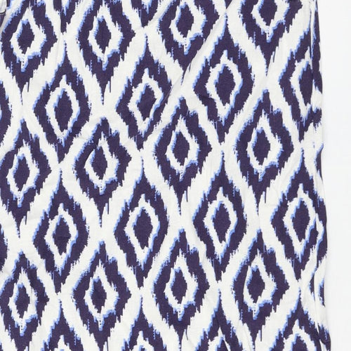 Marks and Spencer Womens Blue Geometric Flax Shift Size 10 Round Neck Pullover