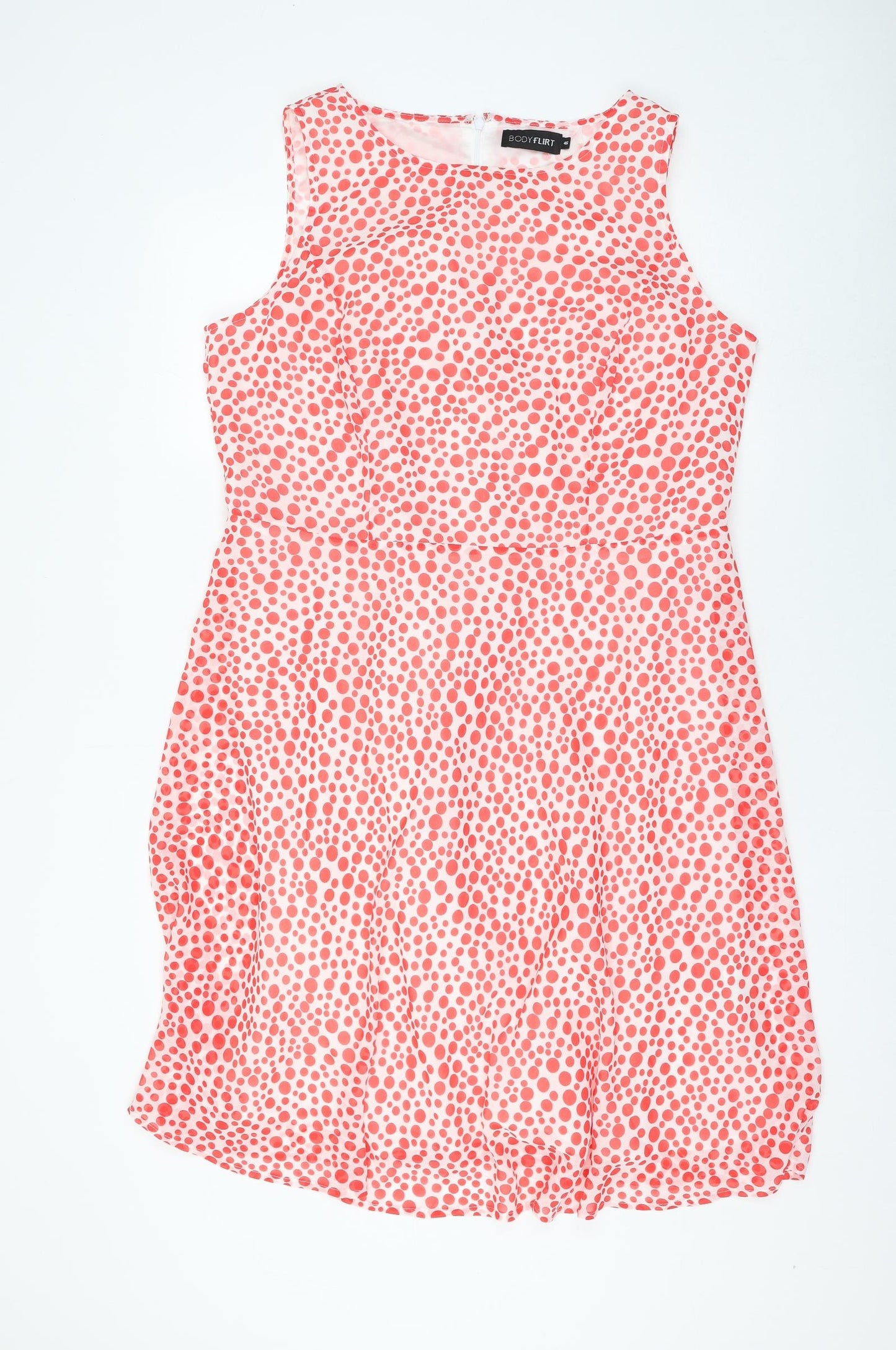 Body Flirt Womens Red Polka Dot Polyester Fit & Flare Size 18 Round Neck Zip