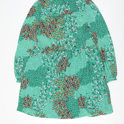 Marks and Spencer Womens Green Floral Polyester A-Line Size 6 V-Neck Pullover