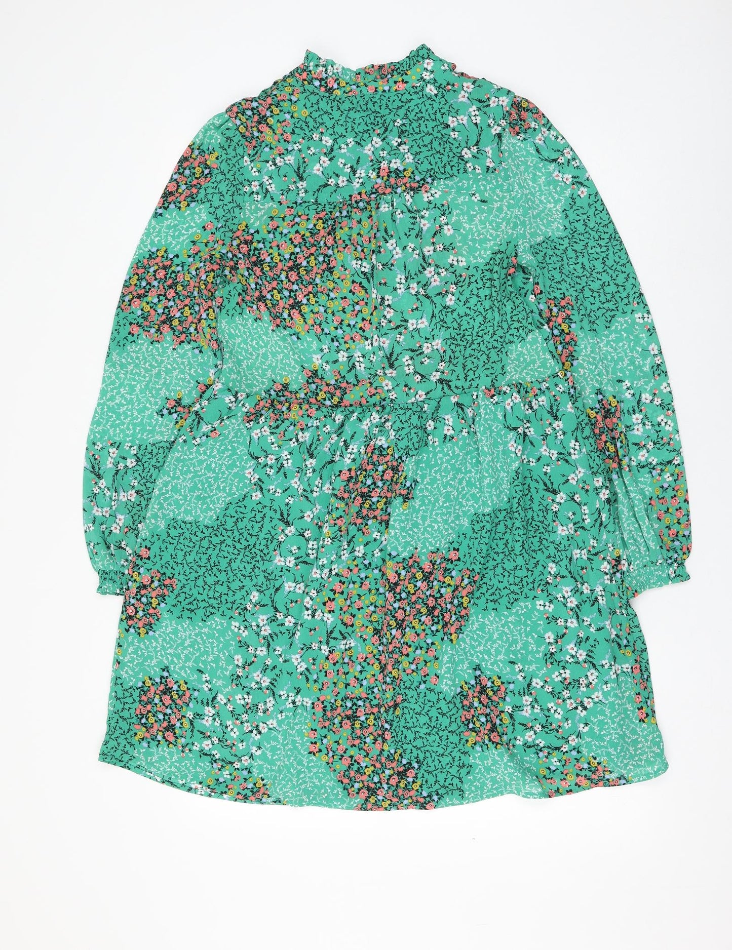 Marks and Spencer Womens Green Floral Polyester A-Line Size 6 V-Neck Pullover