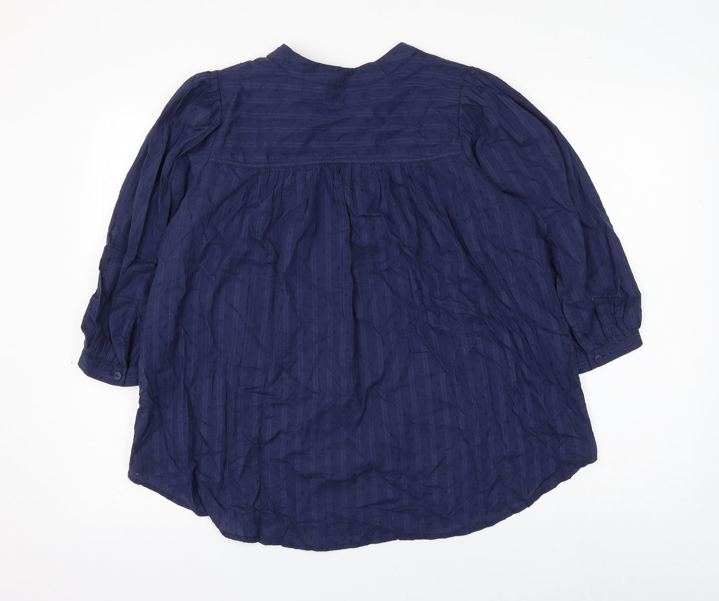 Marks and Spencer Womens Blue Cotton Basic Blouse Size 8 V-Neck