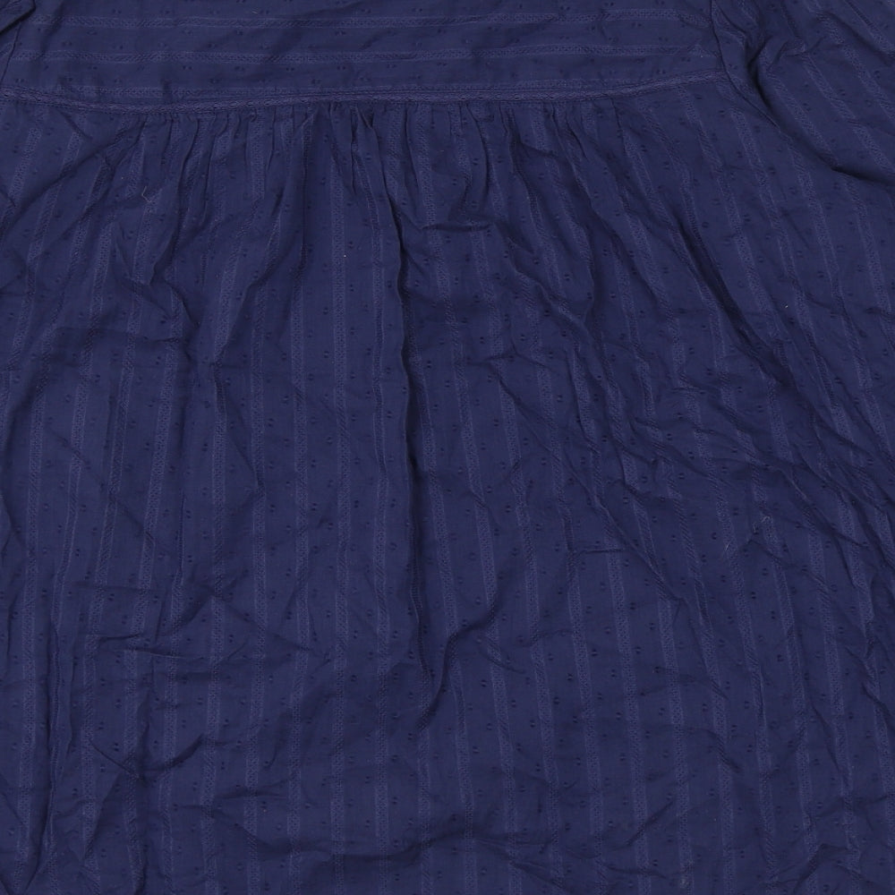Marks and Spencer Womens Blue Cotton Basic Blouse Size 8 V-Neck