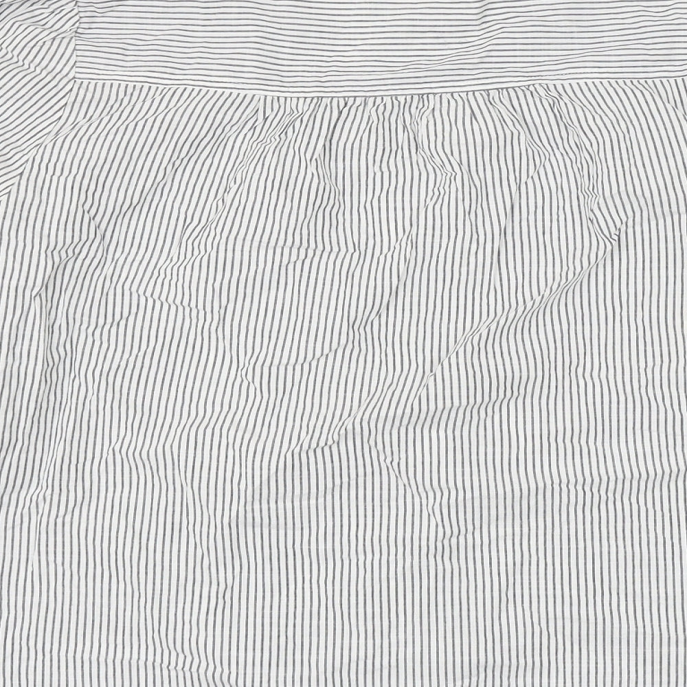 Marks and Spencer Womens Grey Striped Cotton Basic Button-Up Size 22 Round Neck