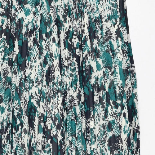 Marks and Spencer Womens Multicoloured Geometric Polyester Pleated Skirt Size 8