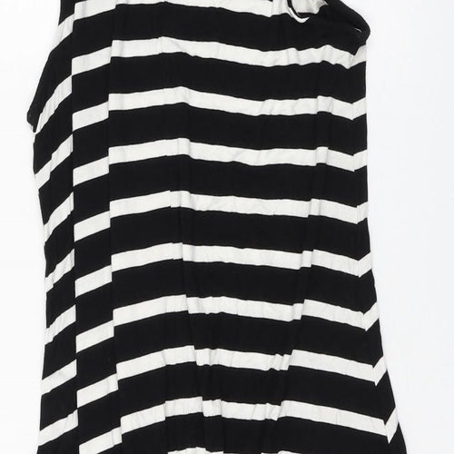 Old Navy Womens Black Striped Viscose Basic Blouse Size M Round Neck