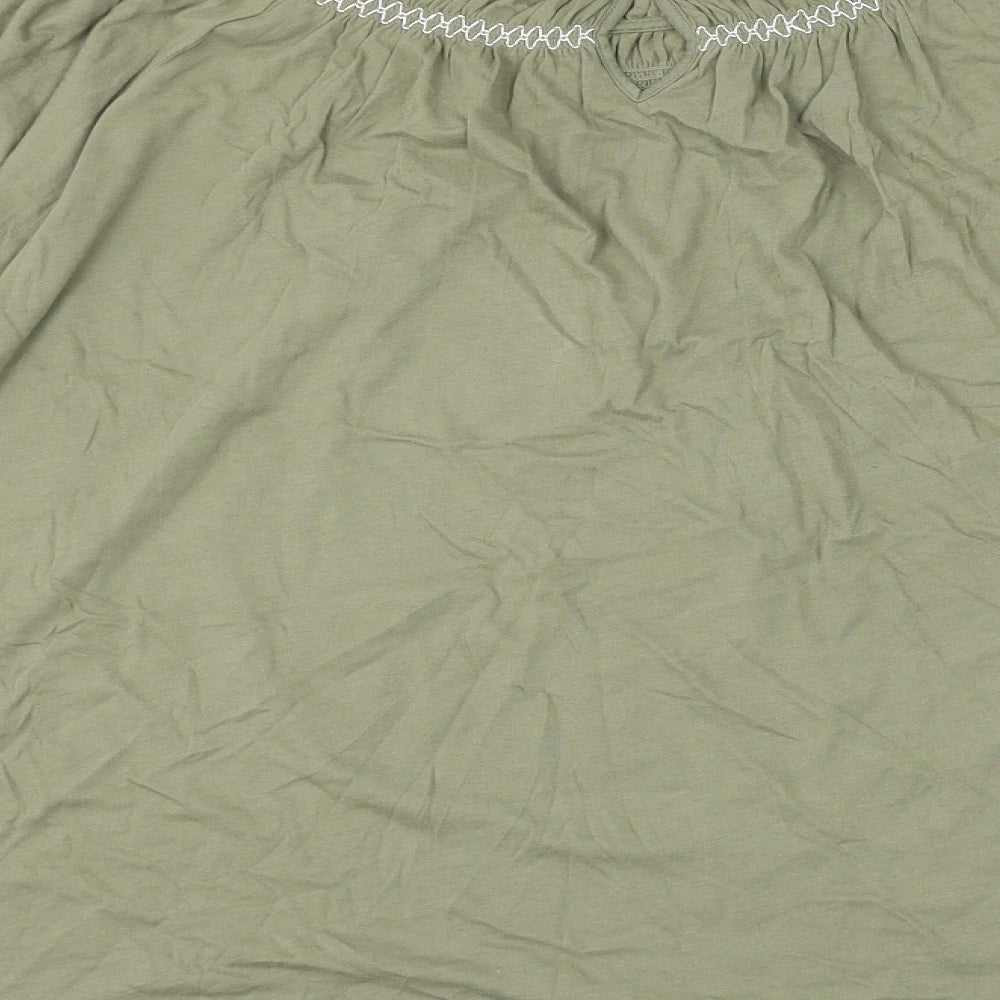 Marks and Spencer Womens Green Cotton Basic Blouse Size 22 Round Neck